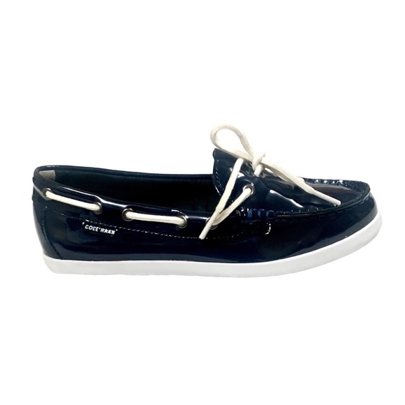 Cole Haan Pinch Women's Boat Shoes Patent Leather Navy Blue Size 7 - Picture 5 of 12